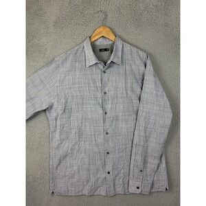 Vince Shirt Mens XL Gray Check Long Sleeve Button Front Woven Cotton Casual Mens